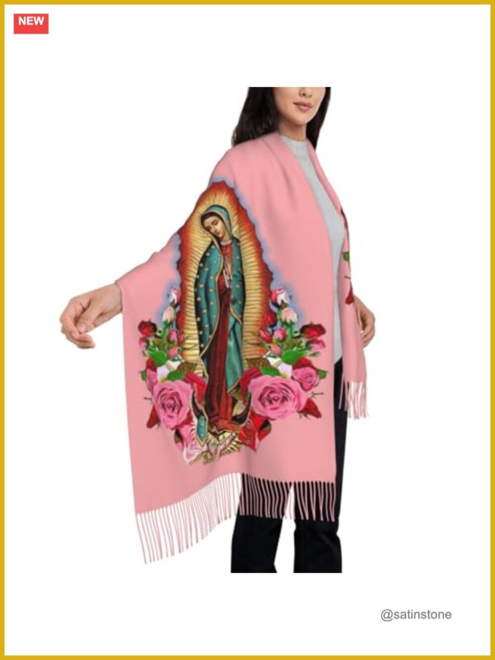 Luxurious Faux Cashmere Shawl Wrap Scarf, Oversized Blanket Tassel Shawl for